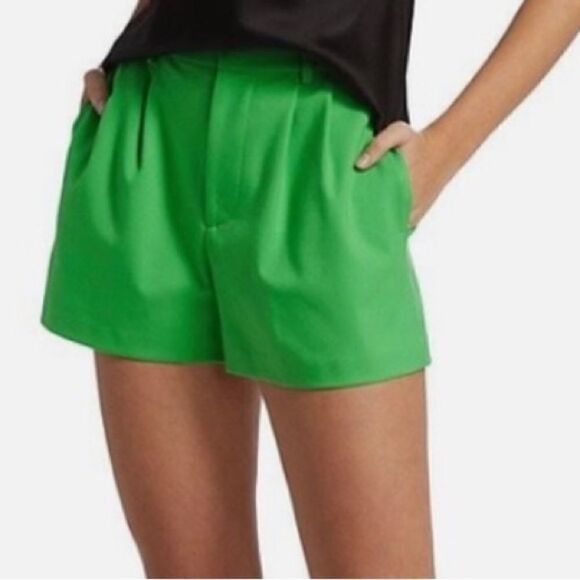 ALICE + OLIVIA Conry Pleated Crepe Shorts size 2 Garden Green NWT - Picture 7 of 8